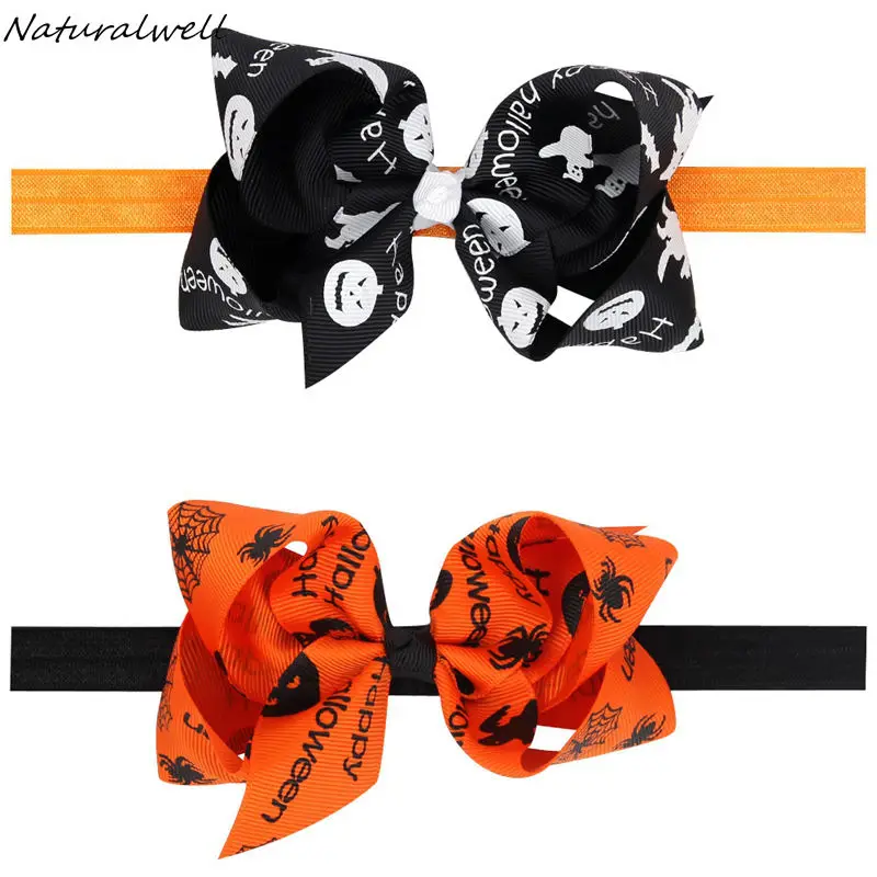 

Halloween Hair Bows for baby Spooky Black Spider Ribbon Baby Girls Accessories Infant Fall Festival headband Photo Prop HB614S