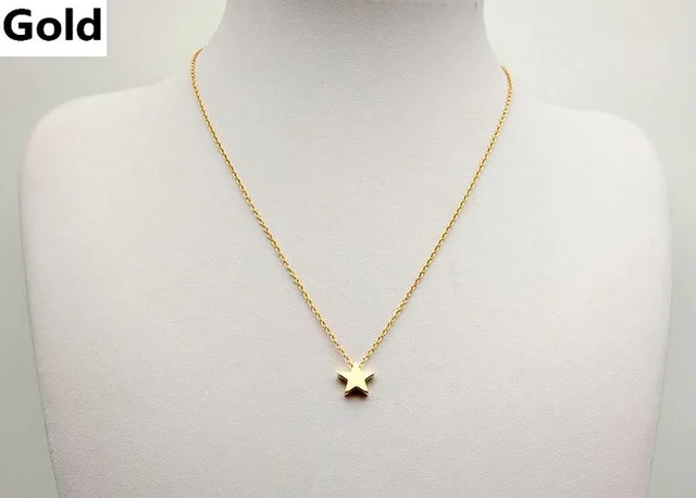 gold star Модное женское колье, Длинная Золотая Серебряная цепочка, ожерелье с Луной, звездой, сердце, колье, ювелирные изделия-ожерелья, Женские аксессуары - Окраска металла: gold star