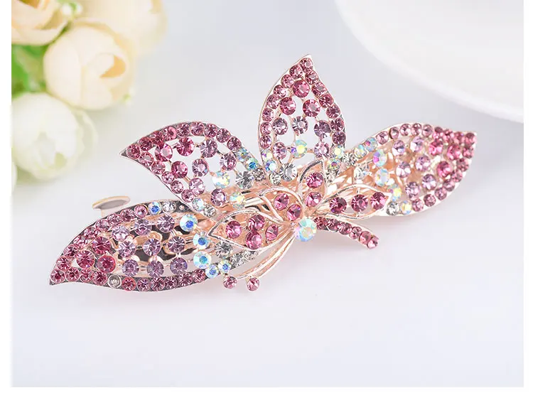 Pink EASYA красный фиолетовый синий кристалл шпильки в форме бабочки заколки новые модные женские Девушки заколки для волос аксессуары ювелирные изделия подарок - Окраска металла: Pink