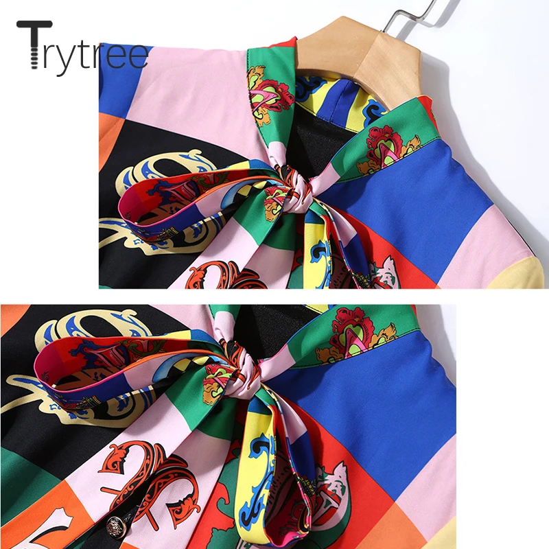 Trytree летнее осеннее платье уличный стиль для женщин с принтом полиэстер платья
