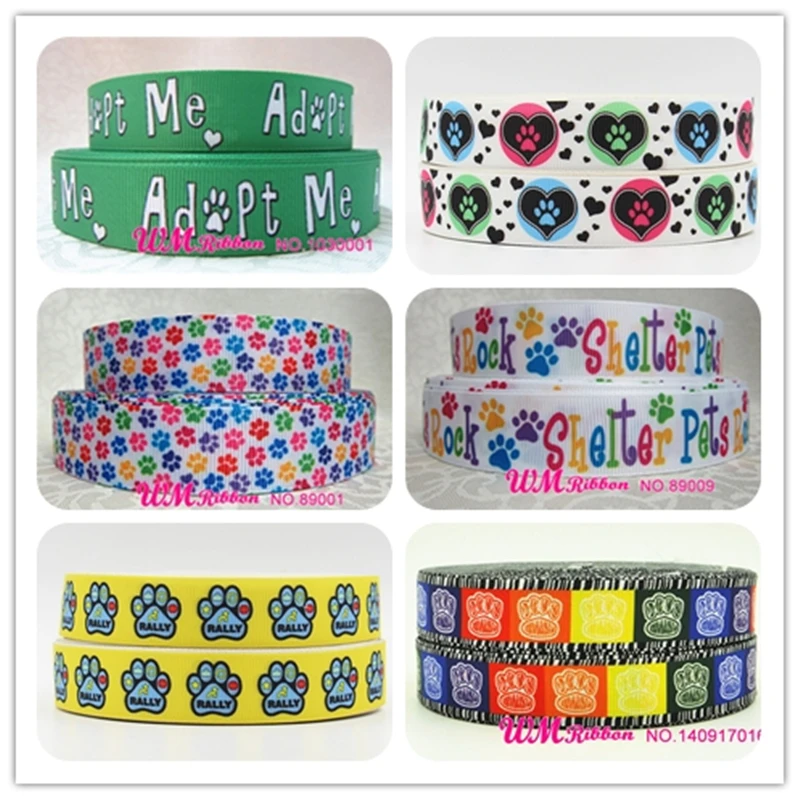 Q&ampN ribbon 16mm 22mm 25mm 38mm 50mm 75mm cartoon dog printed grosgrain webbing 50yards/roll for hair tie free shipping | Дом и сад