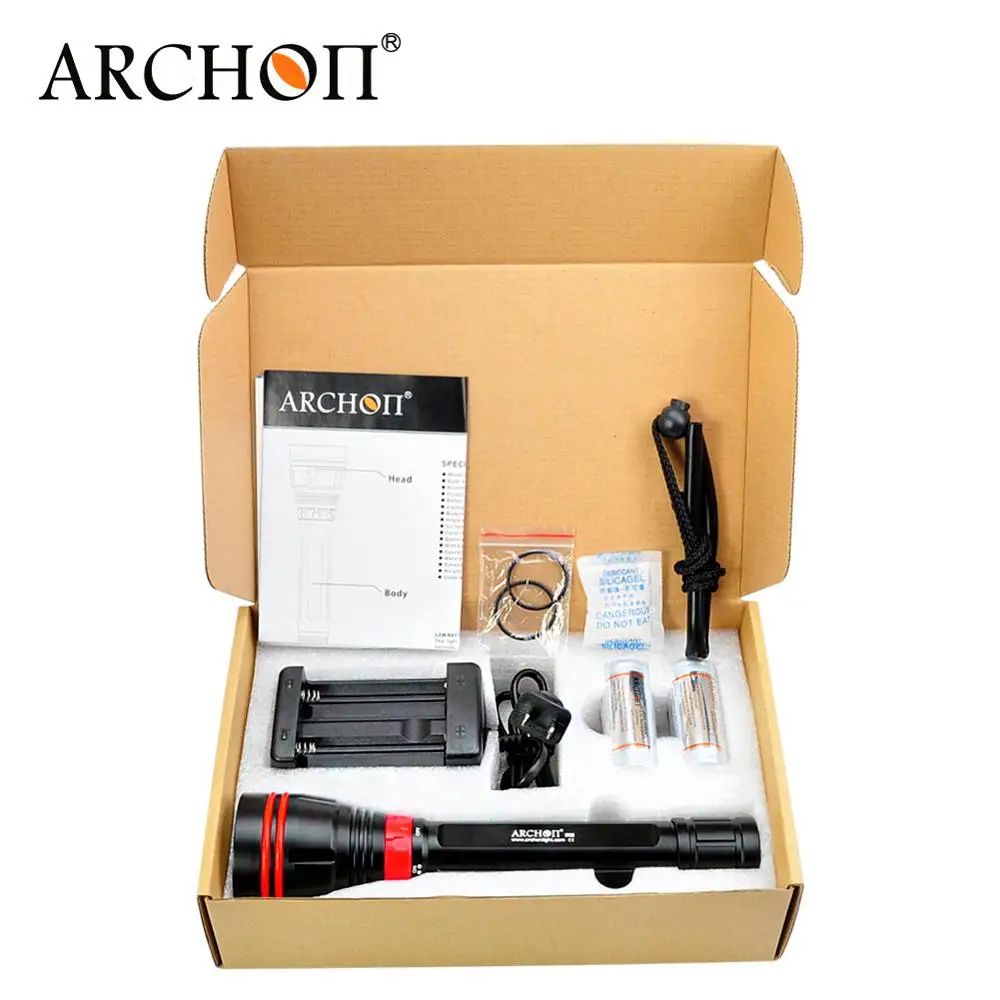 Archon DY02W/WY08W 4000 люменов CREE светодиодный фонарик для дайвинга подводный дайвинг 26650