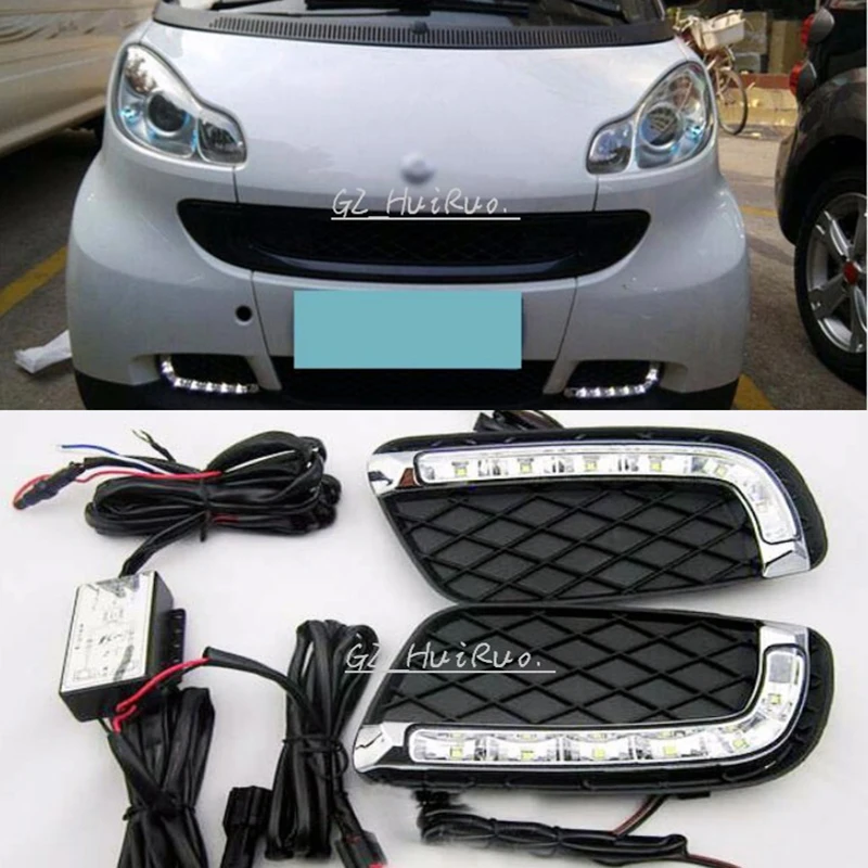 Fit 2008-12 Smart Fortwo 8 W высокой мощности Светодиодный дневные ходовые огни лампы DRL Комплект