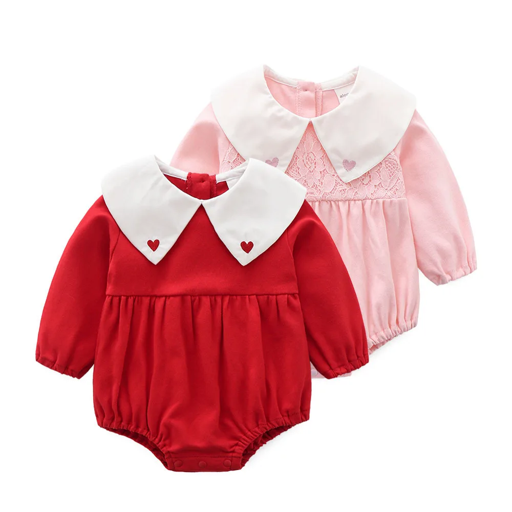 

Newborn Baby Clothing Girls Summer Long Sleeved Cotton Climbing Rompers Infant Baby Bag Fart Lace Dress Pink Princess Jumpsuit
