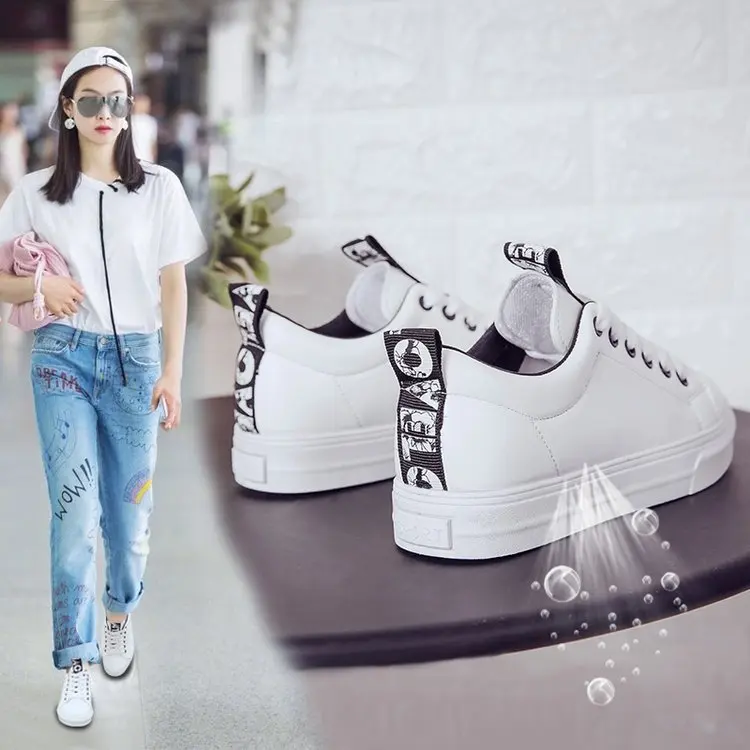 2018 новые весенние белые туфли с лентами женская повседневная обувь спортивная