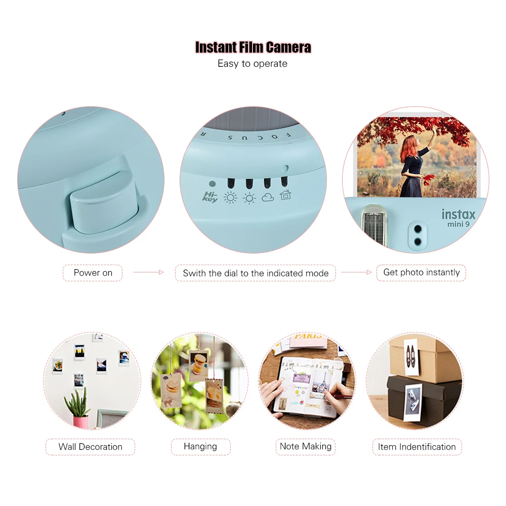 Пленка для камеры Fujifilm Instax Mini 9 Instant 5 цветов с зеркалом для селфи 2* Батарея Upgrated Mini 8 для Fujifilm Instax Mini