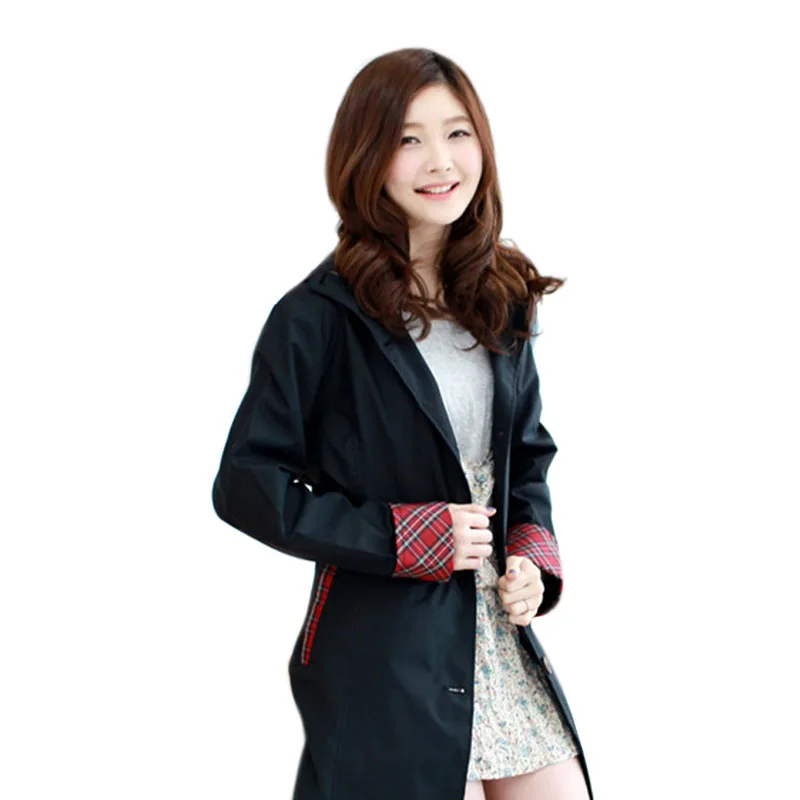 Дождевик женский длинный водонепроницаемый Тренч дождевик дорожная ветровка