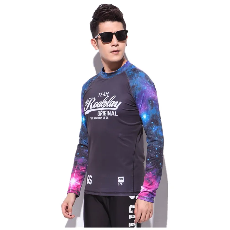 Gsou Snow Brand Surf Рашгард топы Мужские пляжные плавательные рубашки с длинным рукавом