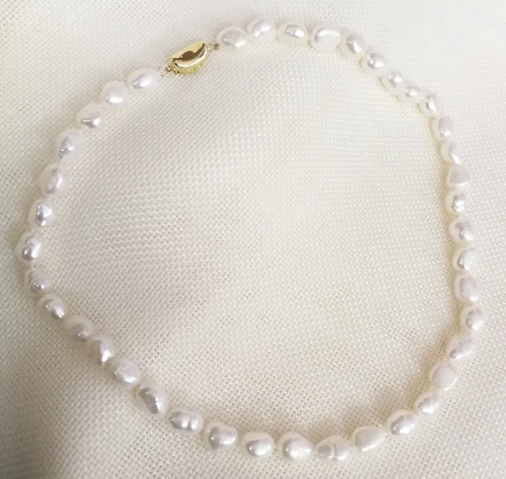 

Women Jewelry natural pear 10mm 11mm 13mm white baroque pearl 925 gold clasp necklace AA+ Natural freshwater pearl 17''