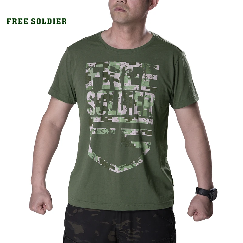 

FREE SOLDIER outdoor tactical camouflage printing breathable T-shirt men's quick-drying short sleeve T-shirt CORDURA fabric