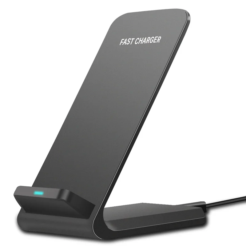 QI Беспроводной Зарядное устройство Quick Charge 2,0 быстрой зарядки для iPhone 8 10 X samsung S6 S7 S8 2 катушки Стенд 5 V/2A& 9В/1.67A - Тип штекера: Black