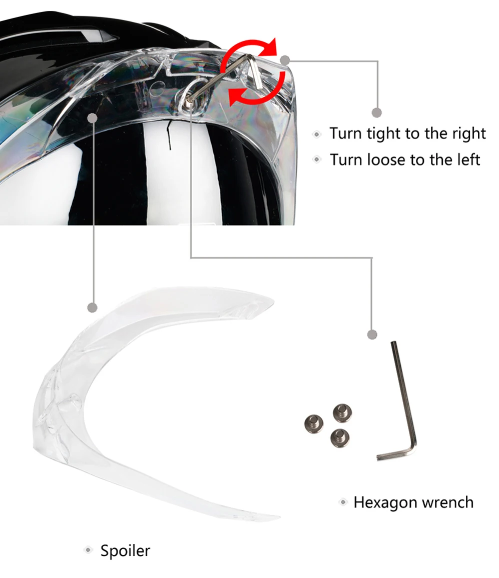 SL0700E Full Face Motorcycle Helmet-Visor/Spoiler/linner