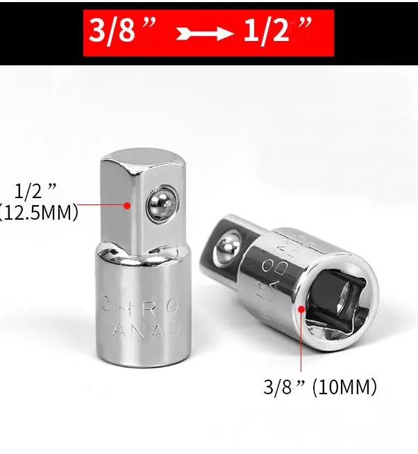 

1/4" 3/8" 1/2" Ratchet Wrench Adapter Chrome Vanadium Steel Sleeve Adapter Drive Socket Converter Wrench-sleeve Joint Converter