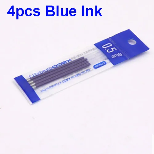 4pcs Blue ink Xiaomi Youpin KACO 4 в 1 многофункциональная ручка 0,5 мм черный синий красный стержень сменный гелевый карандаш механический карандаш японские чернила для офиса и школы - Цвет: 4pcs Blue ink