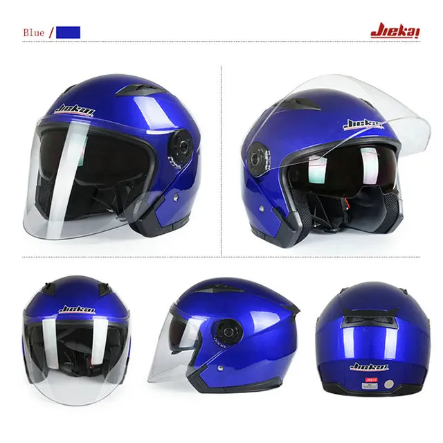 blue Moto rcycle шлем Мужской Женский четыре сезона capacete para moto cicleta cascos para moto двойные линзы гоночные полушлемы - Цвет: blue