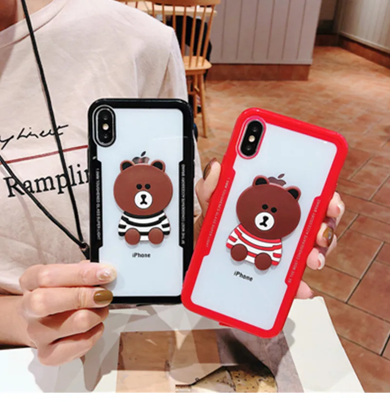 Милый мультяшный медведь чехол для телефона iPhone X XS XR Max акриловая задняя крышка 6