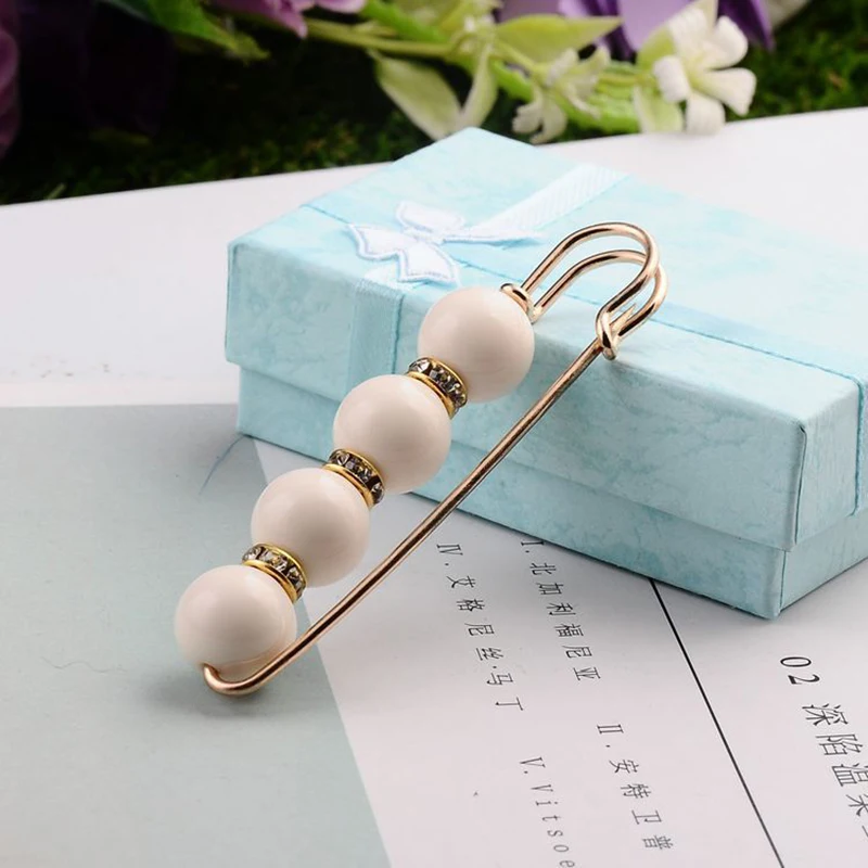 Винтажная брошь из бисера с жемчужинами Женская Бриллиантовая заколка для шаль