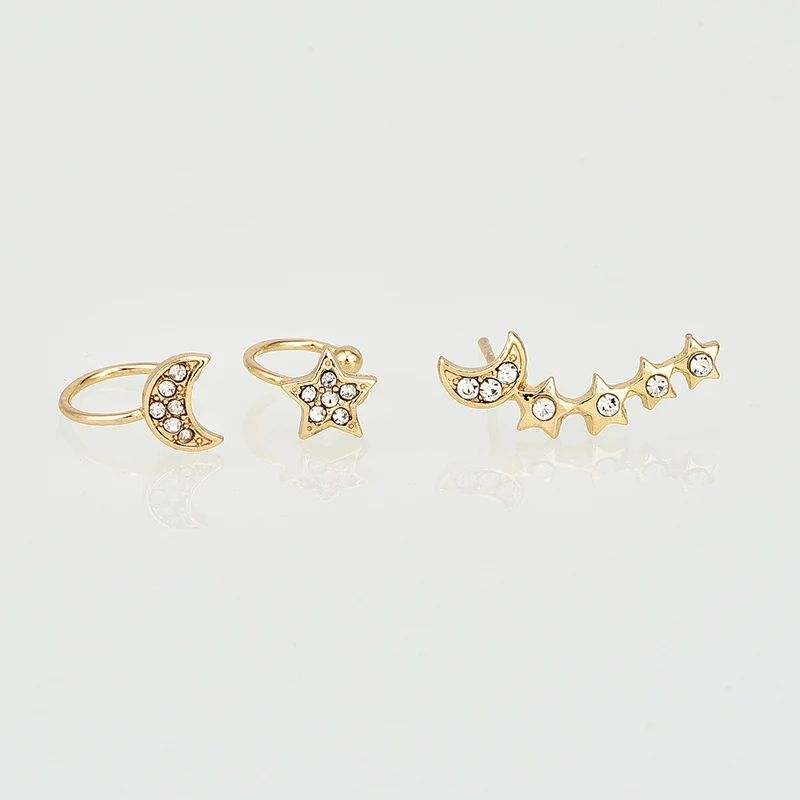 Серьги-гвоздики в европейском стиле для пирсинга комплект из 3 сережек богемном с