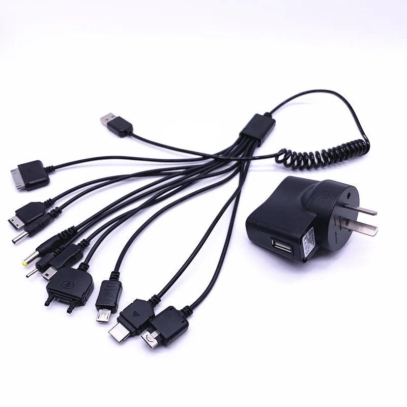 Универсальное зарядное устройство 10 в 1 USB кабель для нескольких сотовых