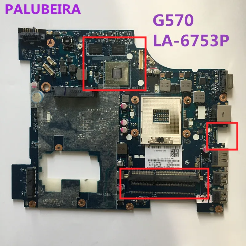 PALUBEIRA Бесплатная доставка Для Lenovo G570 Loptop материнская плата DDR3 PIWG2 LA 6753P 100%