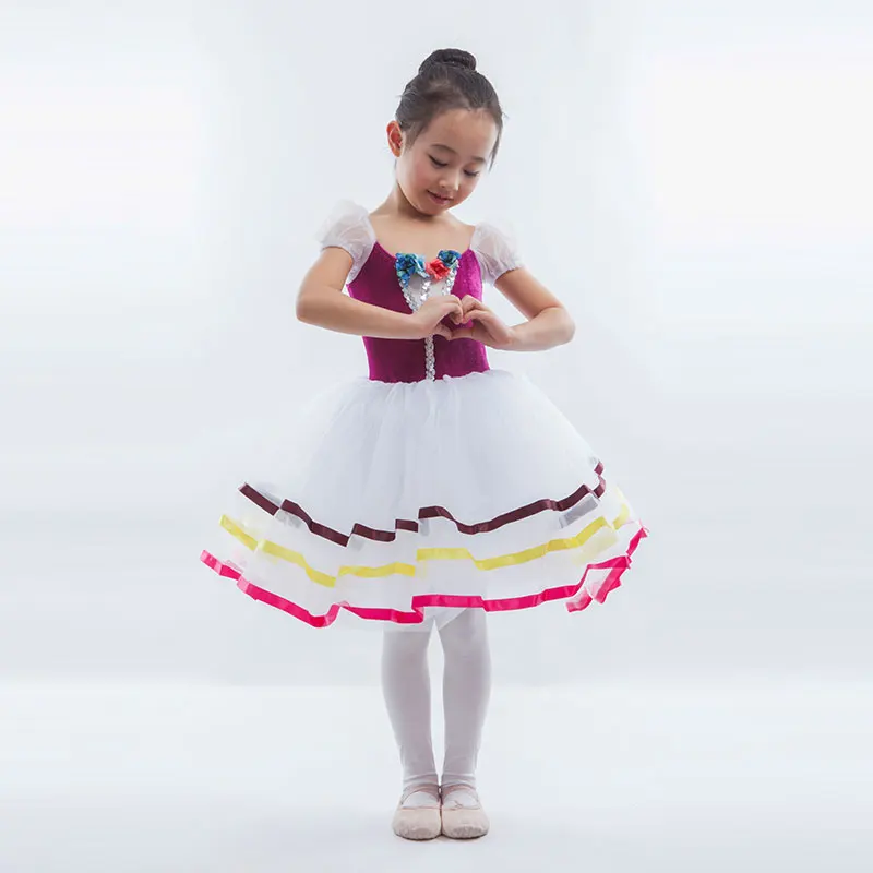 В наличии! Профессиональная детская балетная пачка бархатный купальник с