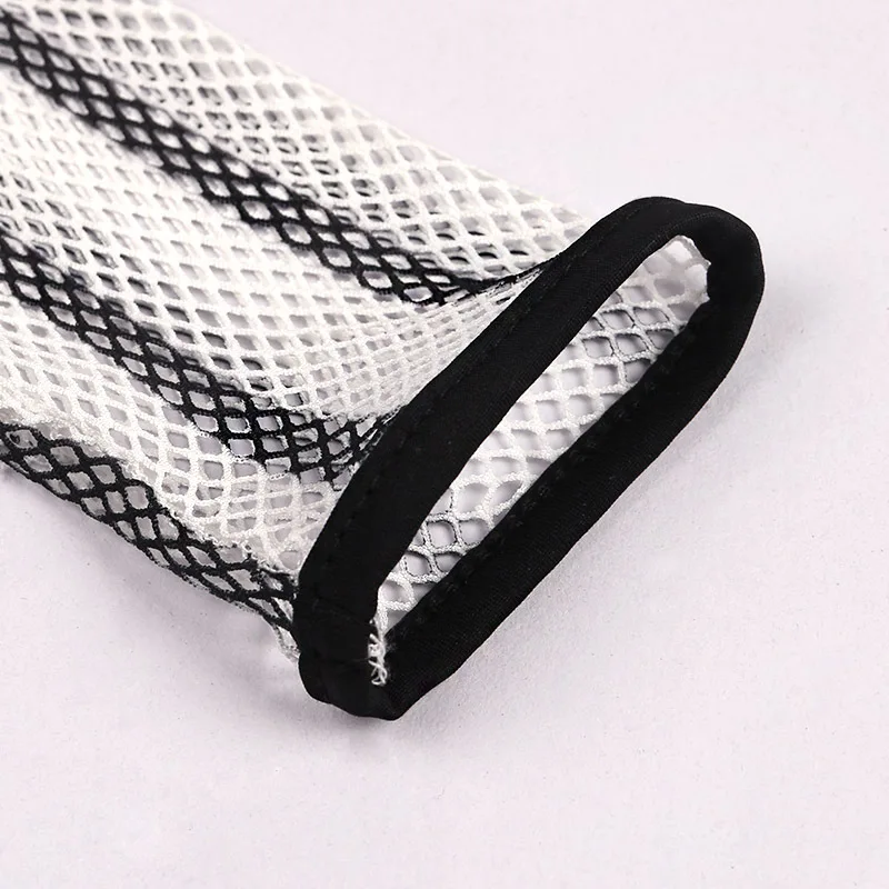 Европейский стиль 2019 женский ажурный сетчатый топ прозрачный черный белый