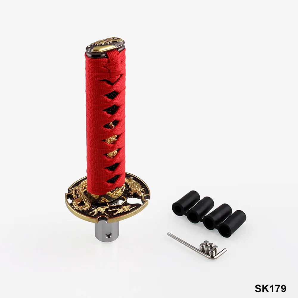 SK179-R-BK Jdm, короткий самурайский меч Золотого Дракона, ручка переключения передач, 152 мм, 205 мм, металлический Утяжеленный переключатель Катана для универсального автомобиля, SK178 - Название цвета: SK179-R-BK