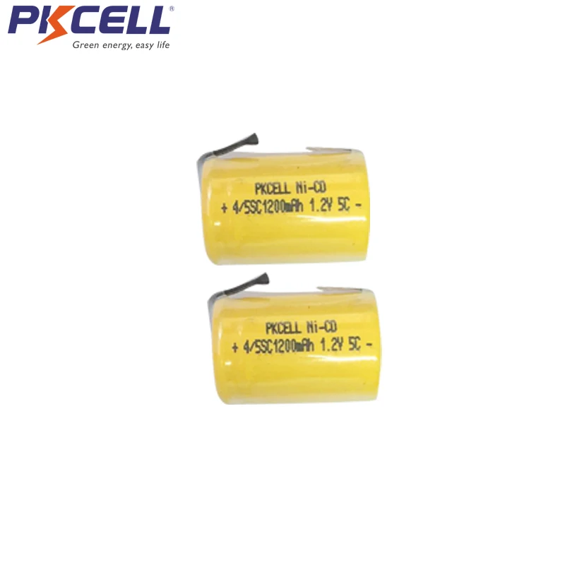 2 шт. PKCELL 1200mah Sub C SC 4/5sc 1 V nicd аккумуляторная батарея плоский верх с вкладками для