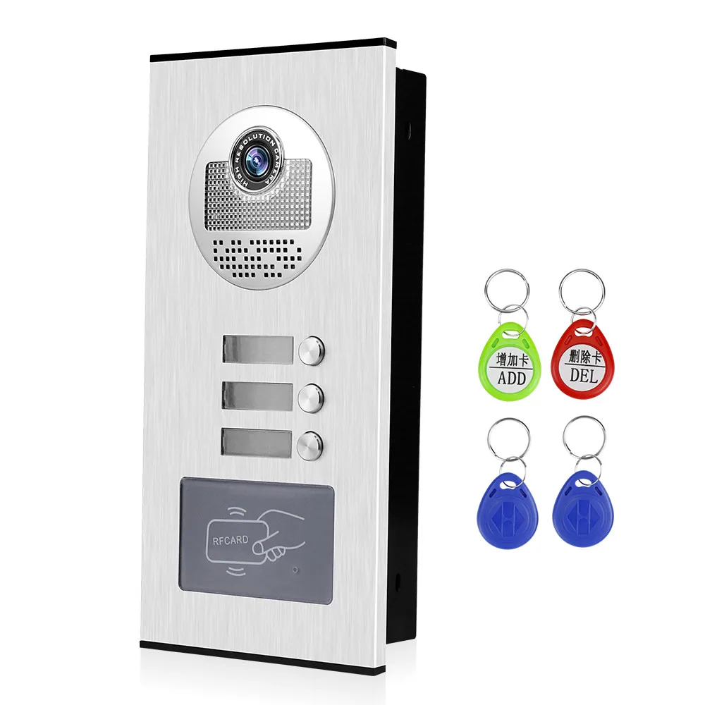 Video Door Phone Doorbell Camera Outdoor Unit RFID Keyfobs Unlock for Low-rise Building Multi 2/ 3/ 4/ 6/ 8 Apartments Intercom