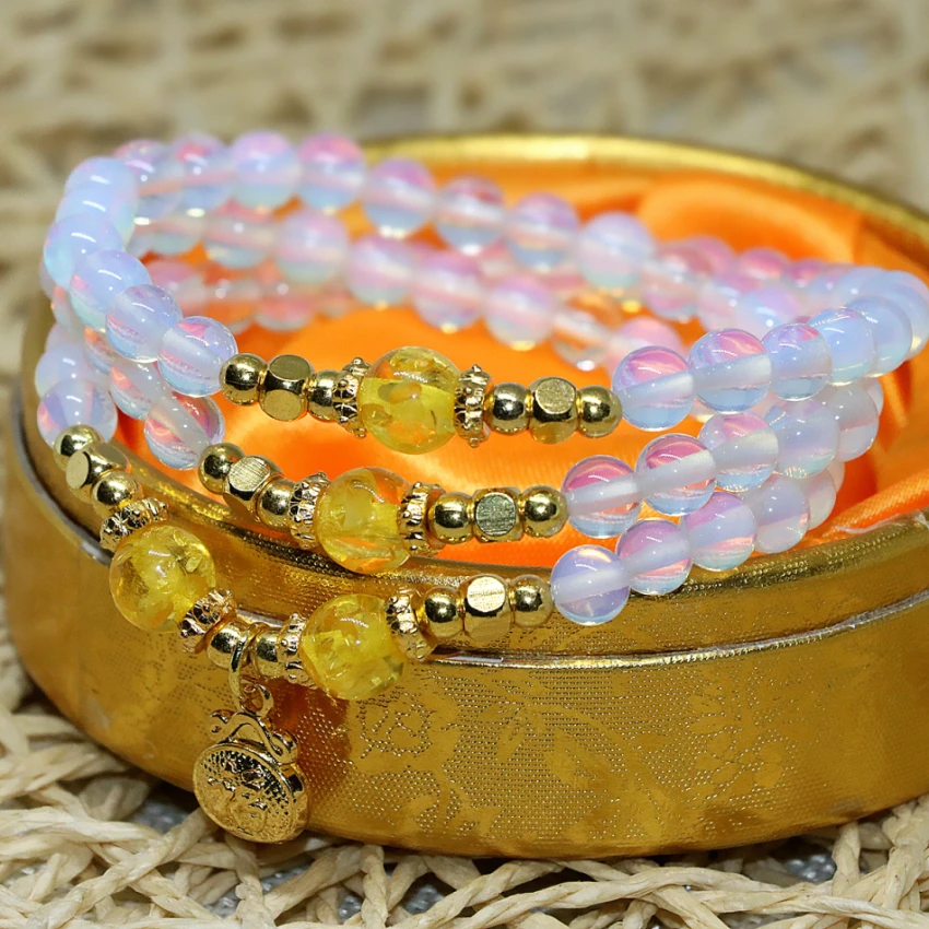 Оригинальный дизайн оптовая цена белый 6 мм круглые бусины опал лунный камень