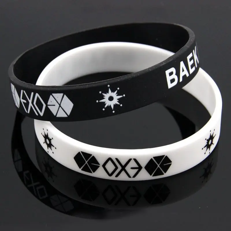 Новые браслеты для мужчин и женщин очаровательные черные белые EXO с логотипом