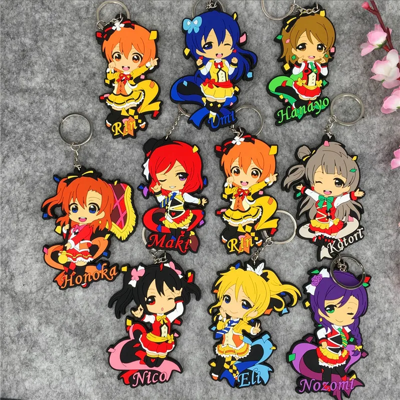 

9pcs/lot Anime Lovelive PVC Keychain keyring Figure love live Pendant toys gift