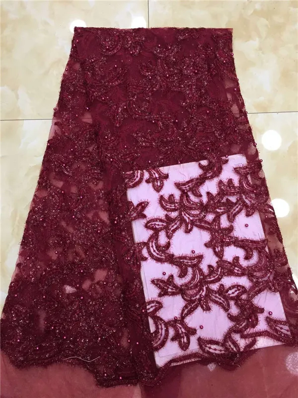 Middle transparent emerald velvet African Swiss voile lace original chiffon fabric with sequins beads Healthy use Golden wine | Дом и сад