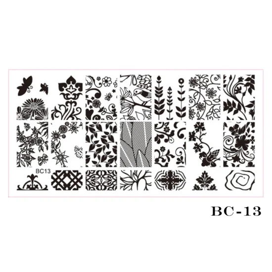 BC13 STZ 1 шт. пластина для стемпинга для нейл-арта шаблон кружева цветок лист Бабочка трафареты печать для ногтей Полировка плесень маникюрные инструменты BC01-20 - Цвет: BC13