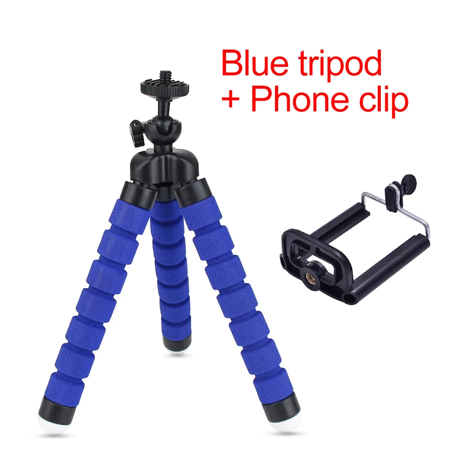 Blue add clip Держатель для телефона камеры Гибкий штатив с осьминогом Gorillapod подставка для крепления монопод для iPhone Xiaomi для камеры Gopro Hero 7 6 5 - Цвет: Blue add clip