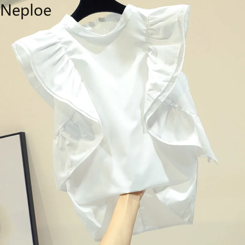 Neploe белые рубашки женские летние 2019 Новое поступление О-образным вырезом без