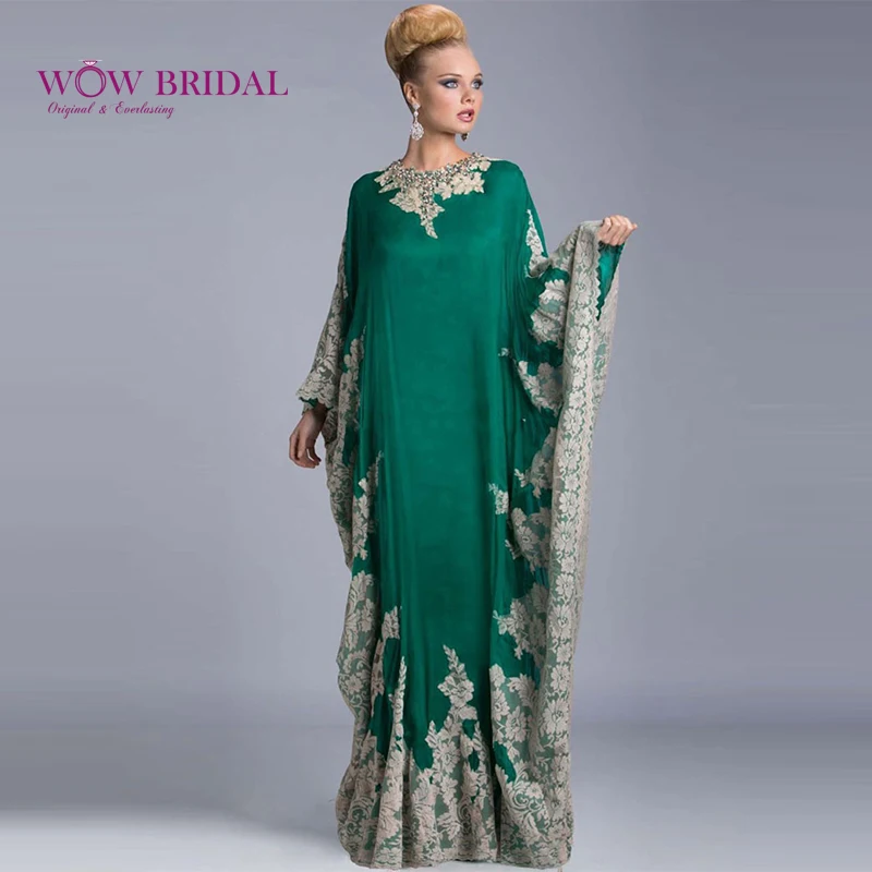Wowbridal роскошное зеленое кружевное Абая вечернее платье Дубая модное арабское |