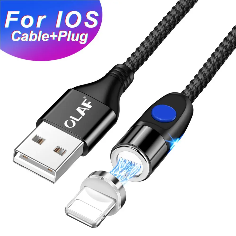Black IOS Магнитный кабель 3A для быстрой зарядки iPhone samsung, usb-кабель Micro USB type-C, магнитный кабель для передачи данных и быстрой зарядки 3,0 - Цвет: Black IOS