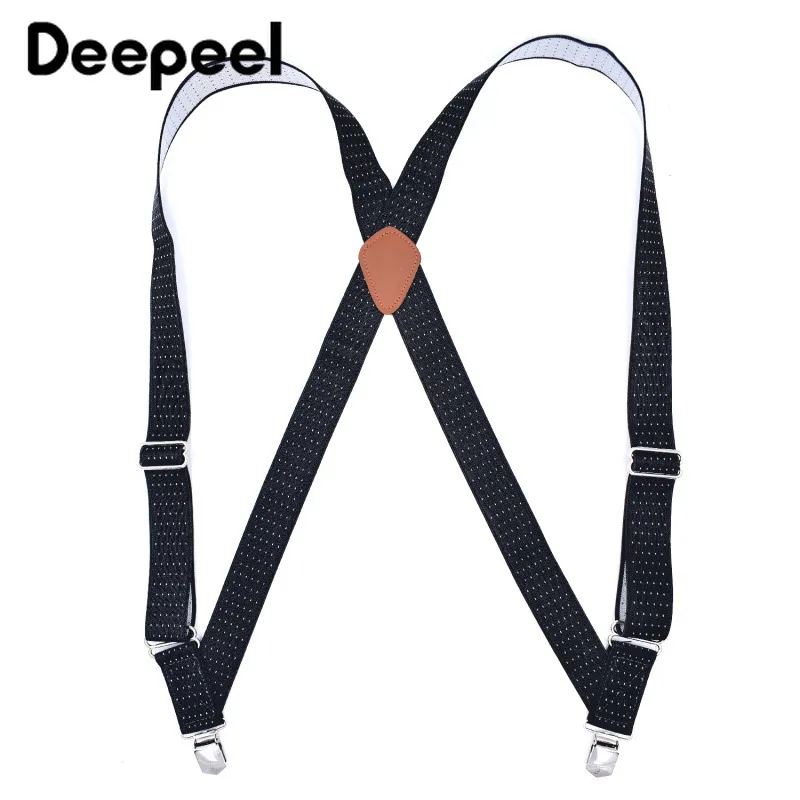 Deepeel 1pc 3.5*125cm Casual Men Suspenders Polyester Jacquard 2 Clips Suit Pants Shirt Stays Accessories Decoration Strap SP013 |