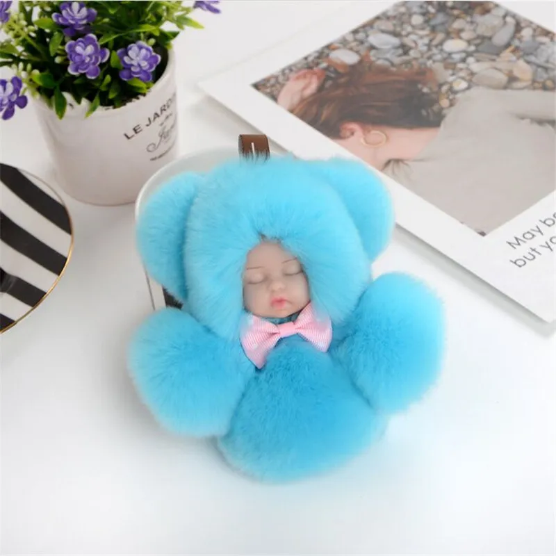 Christmas Fur Keychains Rex Rabbit fur fluffy pendant Mengmeng dead hair GIFT PENDANT new year bag Key chain car ornaments | Украшения и