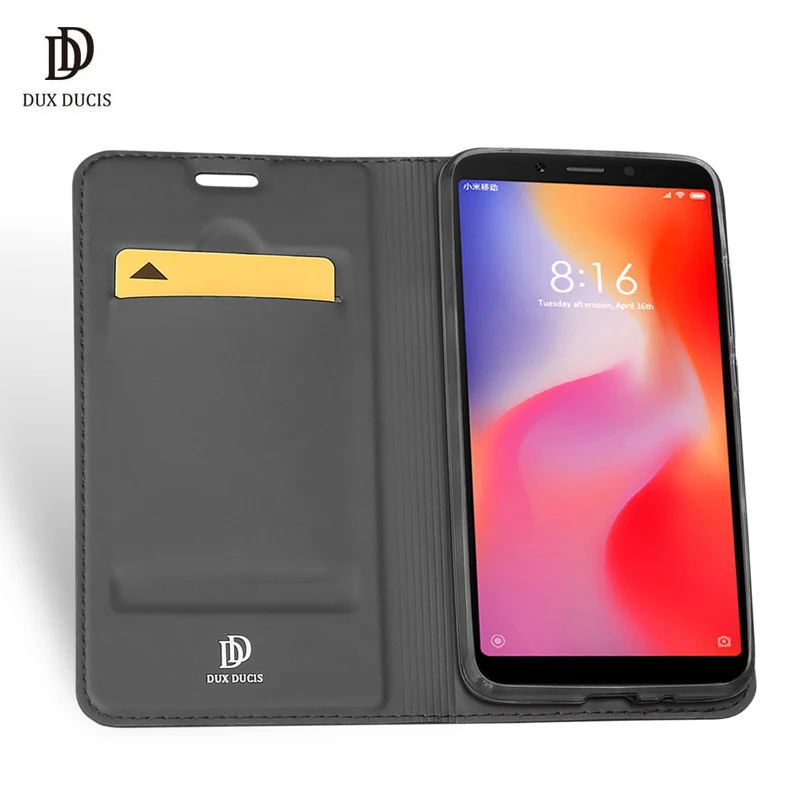 Оригинальный Для Xiaomi Redmi 6A Флип кожаный чехол подставка с пленкой Телефон задняя