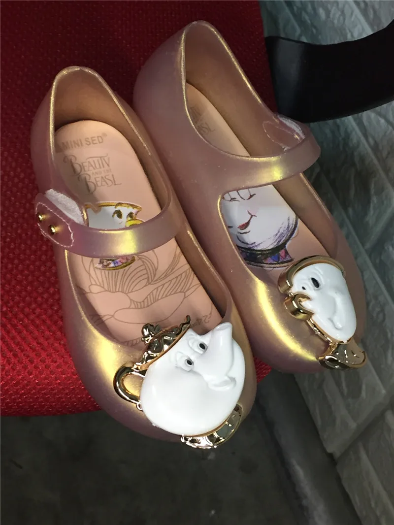 Melissa/мини-сандалии с чашкой; Новинка; зимние детские сандалии; обувь для девочек с изображением зверя; прозрачные сандалии; нескользящая детская обувь