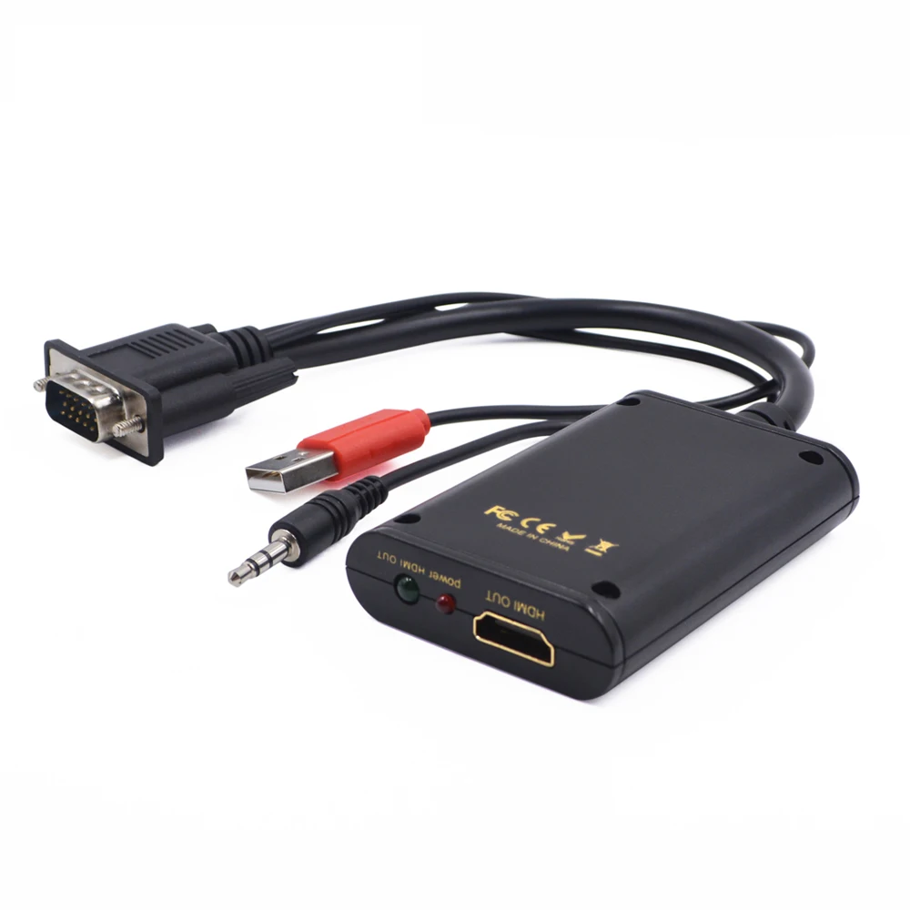 Elistooop Portable Plug and play VGA To HDMI Output 1080P HD Audio TV AV HDTV PC Video Cable VGA2HDMI Converter Adapter | Электроника