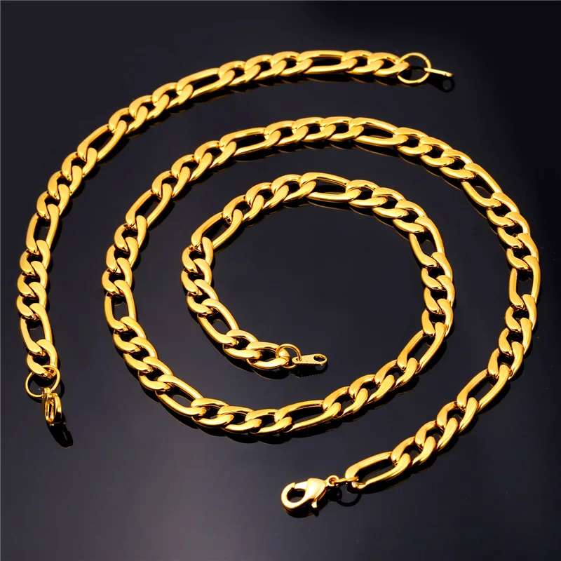 Figaro цепочка ожерелье браслет комплект ювелирных изделий для мужчин 9 мм