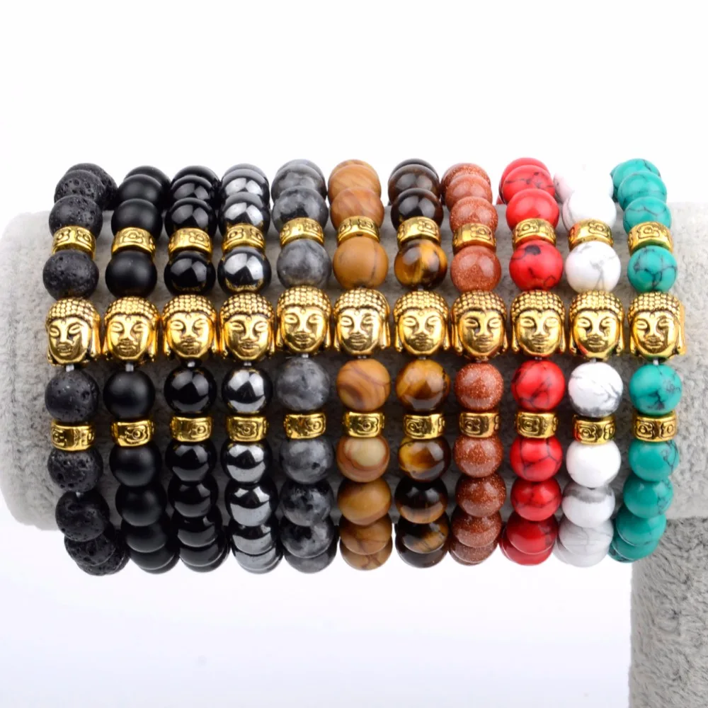 Браслеты Будды с натуральным камнем тигровый глаз Howlite бусы мужские браслеты для