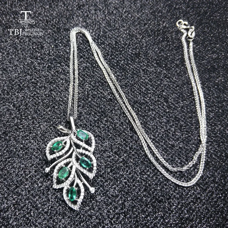 TBJ 100% натуральный Замбия 1ct изумруд подвески из стерлингового серебра 925 пробы с