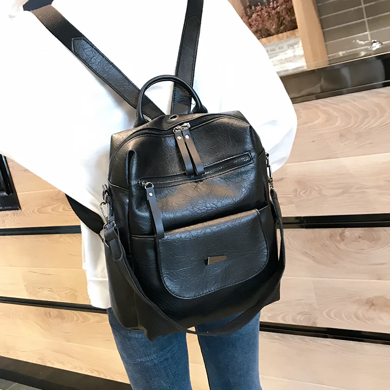 Кожаный рюкзак сумки для женщин 2018 Дамский Большой Вместительный ноутбука сумка
