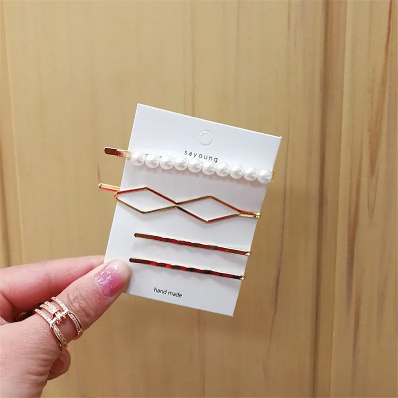 4 шт. корейские модные женские металлические заколки для волос с имитацией