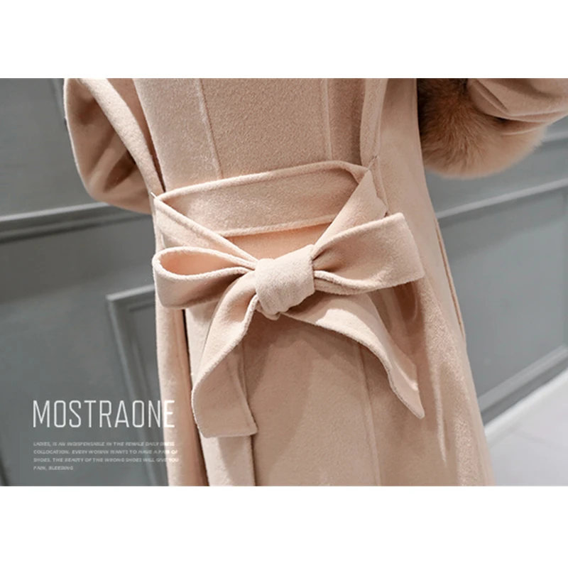 Новая высококачественная зимняя женская шерстяная куртка с тонким поясом