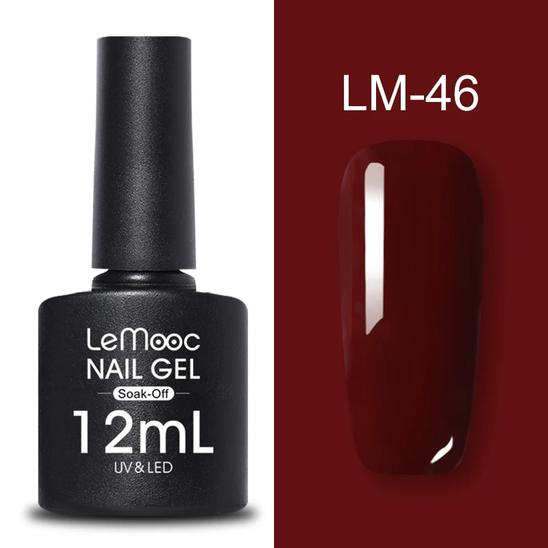 LM-46 LEMOOC, 12 мл, Гель-лак для ногтей, гибридный лак, все для маникюра, блеск для ногтей, верхнее Базовое покрытие, UV Vernis, Полупостоянный лак для ногтей - Цвет: LM-46